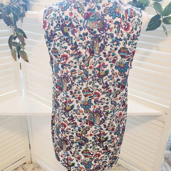 HALOGEN FLORAL VNECK BLUE PURPLE RED SIZE MED - Picture 4 of 7